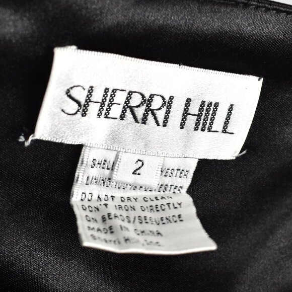 Sherri Hill 50919 Black Satin Deep V-Neck Halter Formal Gown - 2 - Picture 11 of 11